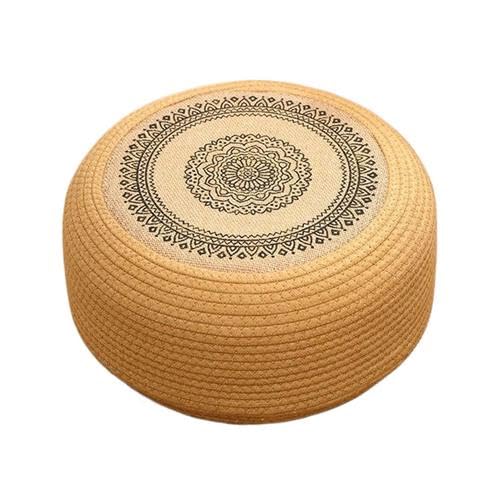 Bodenkissen Rattan Rund - 40x20cm Japanischer Stil Sitzkissen Yoga...