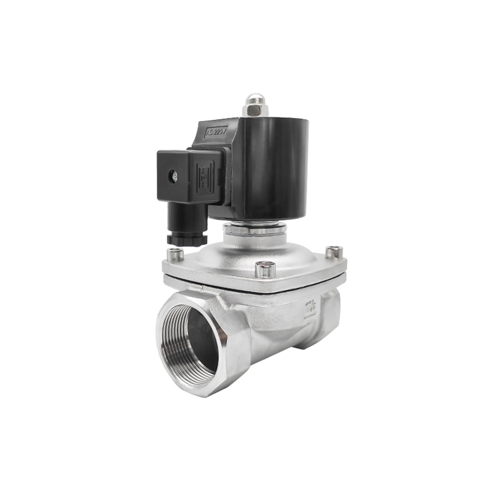JNURGWLYH 1-1/2" Electronic Solenoid Valve 220 Waterproof Stainless Steel Normally Closed 220V 12V 24V 110V Solenoid Valve(NPT-380VAC-NBR-SEAL)