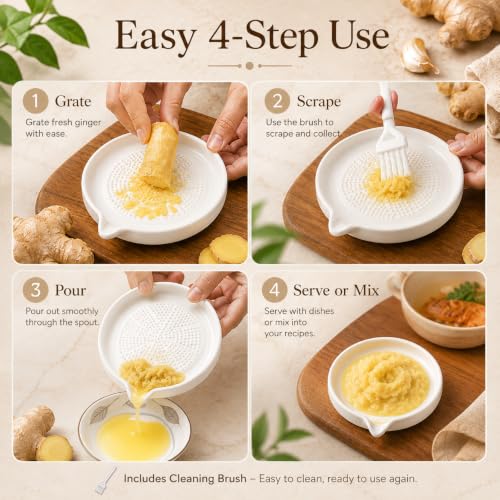 Image of Ceramic Handheld Ginger Garlic Grater Mini Mortar Spice Tool Kitchen Zester Citrus Fruit Grating Plate Nonstick Small Size Easy Clean Home Cooking Accessory
