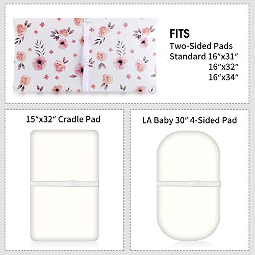 Tyke Bliss Pink Changing Pad Cover For Girls – Stretchy Floral Changing Pad Covers Made With 100% Combed Cotton Jersey Knit, Super Soft, Diaper Changing Pad Cover For Baby Change Table Pads #TOP3