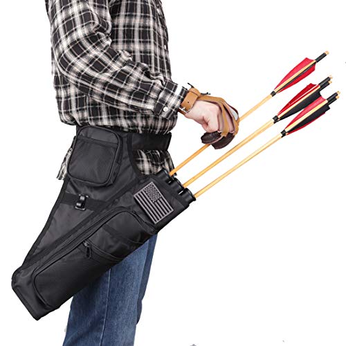 Kratarc 3-Tubes Hip Quiver Waist Hanged Camouflage Arrow Archery Carry Bag With Pockets Adjustable Belt (Black) #TOP6