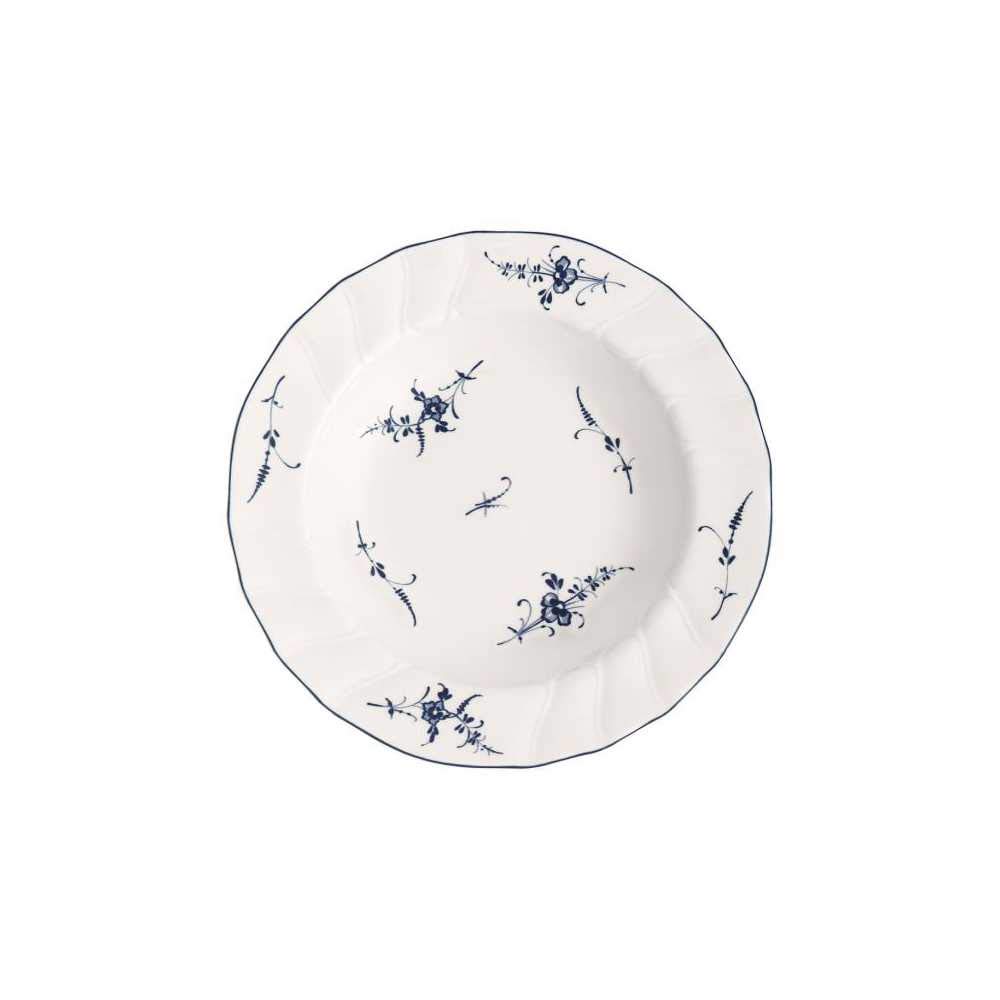 Villeroy & Boch VIEUX Luxembourg - Juego de platos hondos (4 unidades, 23 cm, porcelana), color blanco y azul