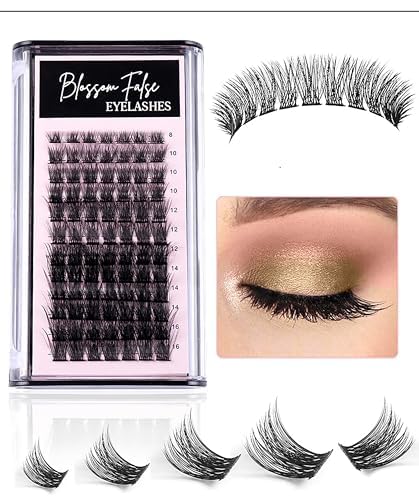 Miniatura 3 de Kit de extensión de pestañas autoadhesivas, 84 paquetes de pestañas individuales, 0.315-0.630 in, volumen D mixto, paquete de pestañas naturales