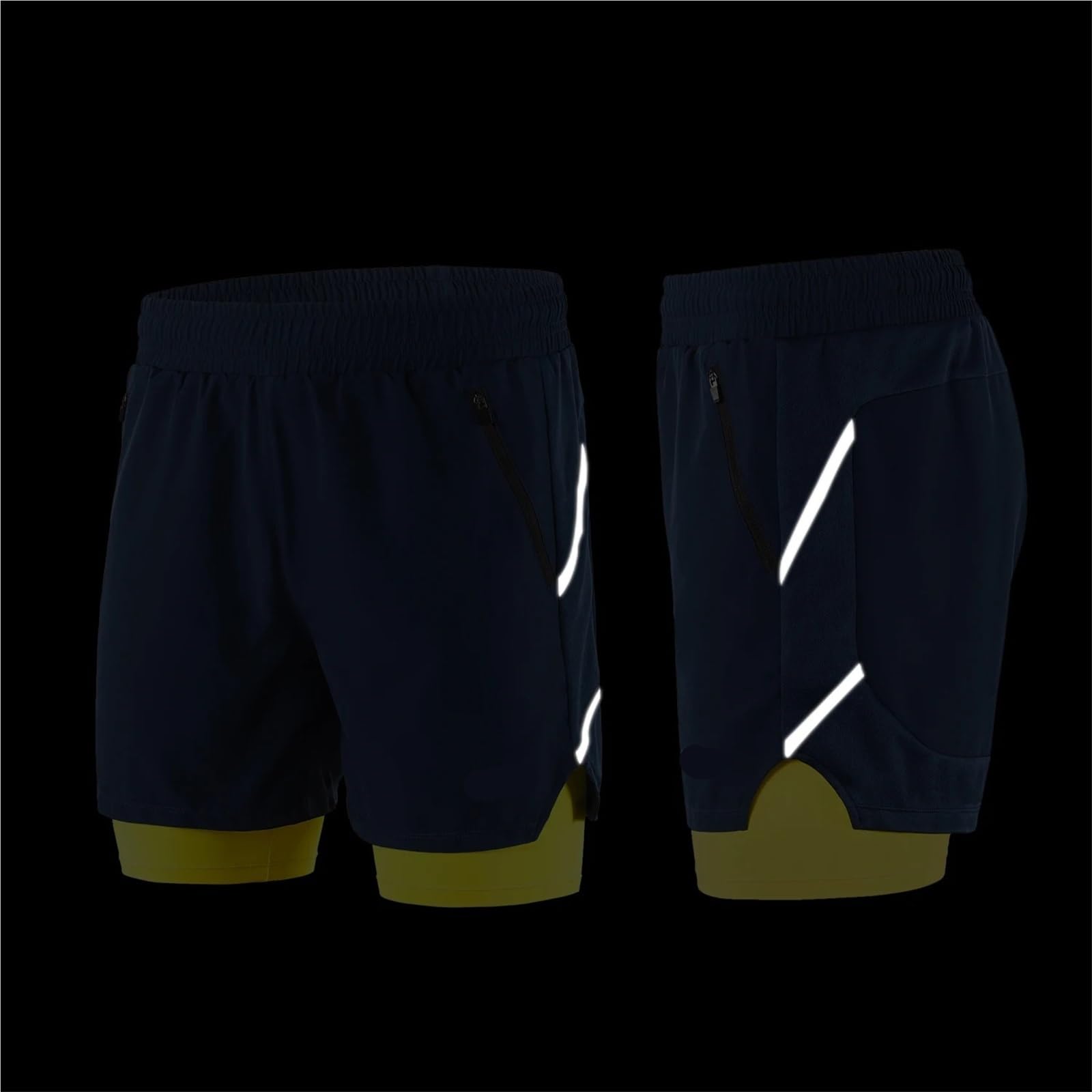 Short de Course 2 en 1 for Homme, Short de Sport réfléchissant, Short de Fitness, de Yoga, d'exercice, de Jogging, Respirant, de vélo