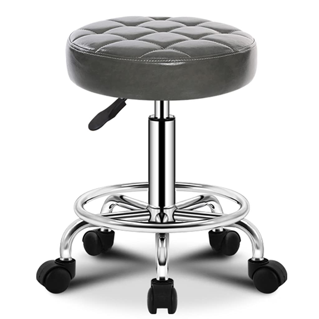 Sgabello girevole regolabile con ruote, sedia girevole per salone di lavoro, spa, tatuaggi, fotografia, in pelle ecologica in poliuretano, design ergonomico per comfort e mobilità