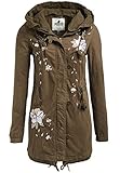 Super trendiger Übergangs-Parka im Military-Style mit aufwendiger Blumenstickerei von KHUJO.