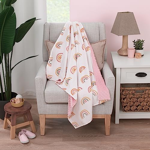 Image of Little Love by NoJo Rainbow White, Pink, and Gold Super Soft Baby Blanket