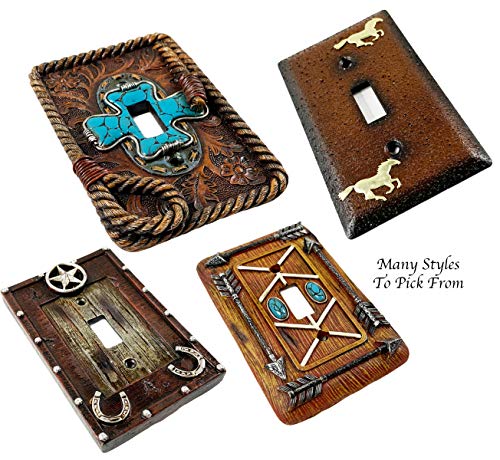 Urbalabs Western Cowboy Horseshoe And Star Decorative Light Switch Outlet Wall Plate Covers Country Home Rustic Light Switch Covers Single Double 2 Gang Switch Plates (Double Switch) #TOP6