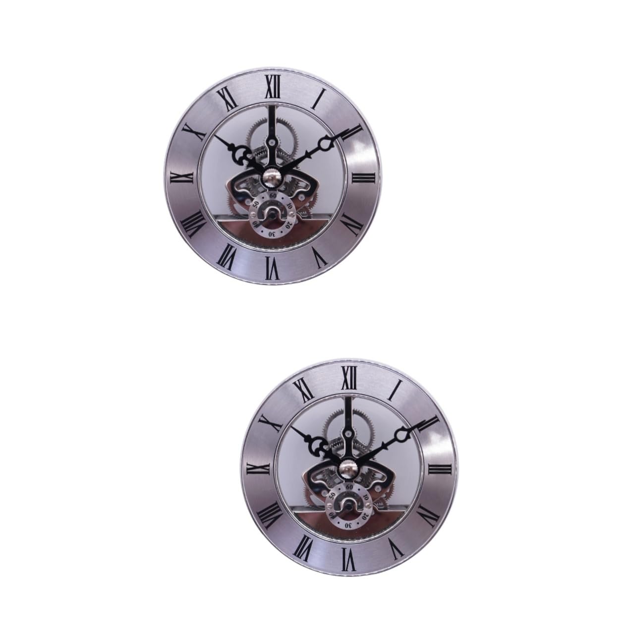 Ancien mécanisme horloges murales silver style bistrot et engrenages ronds