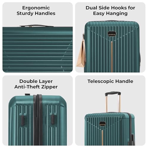 Image of Midnight Voyager Check-in Medium 67.5cm | Trolley Bag Hard Case Polycarbonate, 4 Wheels 360 Degree Wheeling System Luggage, Suitcase for Travel, with Front Laptop Access (Moss Green)