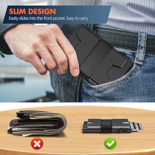 Minimalist Wallet for Men - Slim RFID I Scratch Resistant, Matte Black Credit Card Holder & Money Clip, Easily Removable Money & Cards, Mens Wallets(EDC box)2