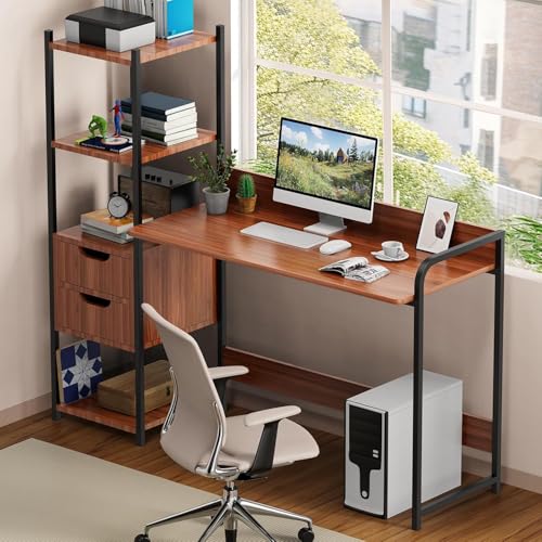 La Mejor Recopilación de Escritorio Computadora los más recomendados. 42 ultfoe Escritorio de Computadora,Escritorios Oficina con 2 Cajones y 4 Niveles de Repisas,Escritorio Minimalista y Modernos,Mesa para Computadora,Adecuadopara el Hogary la Oficina...