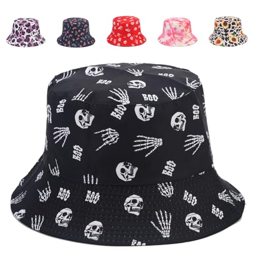 Image of Reversible Bucket Hat for Women Summer Travel Fisherman Cap, Girls Cute Double Side Wear Bucket Cap