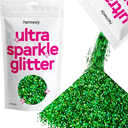 Hemway Ultra Sparkle Glitter Emerald Green Holographic 100g Chunky