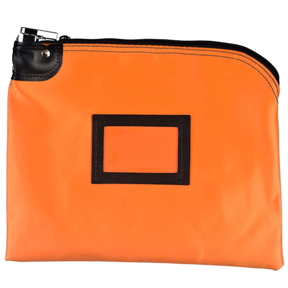 Keyed Secure Tough Safe Locking Bag 12 Inches W by 9 Inches H Orange Laminated Nylon Heavy-Duty Money and Document Bag