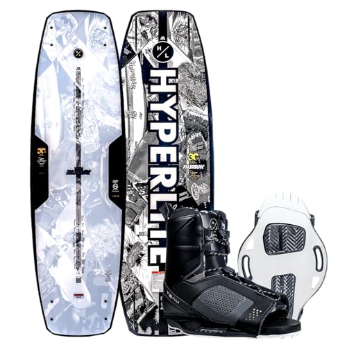 Hyperlite Murray Wakeboard with Open-Toe Adjustable Team Bindings Wakeboard Package - Perfect for Intermediate to Advanced Riders - 139cm w/Team OT Bindings, Sizes 7-10.5