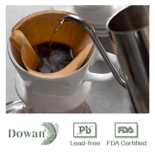 DOWAN Pour Over Coffee Dripper, Non Electric Pour Over Coffee Maker, Porcelain Slow Brewing Accessories for Home, Café, Restaurants, Easy Manual Brew Maker, White - Image 3