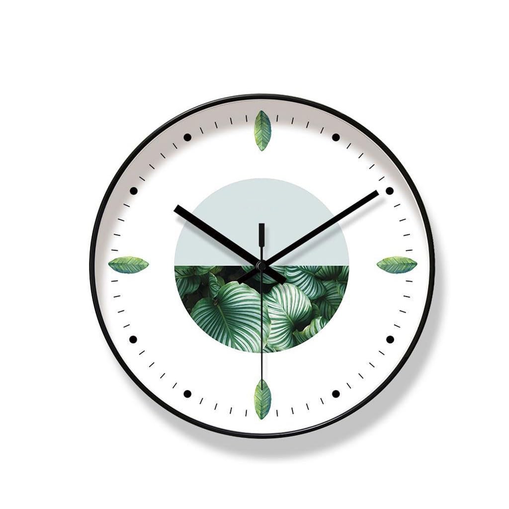Orologio da parete Orologio al quarzo silenzioso con secondi di movimento Orologio da parete for soggiorno Orologio da parete con pianta verde Reloj De Pared(A)