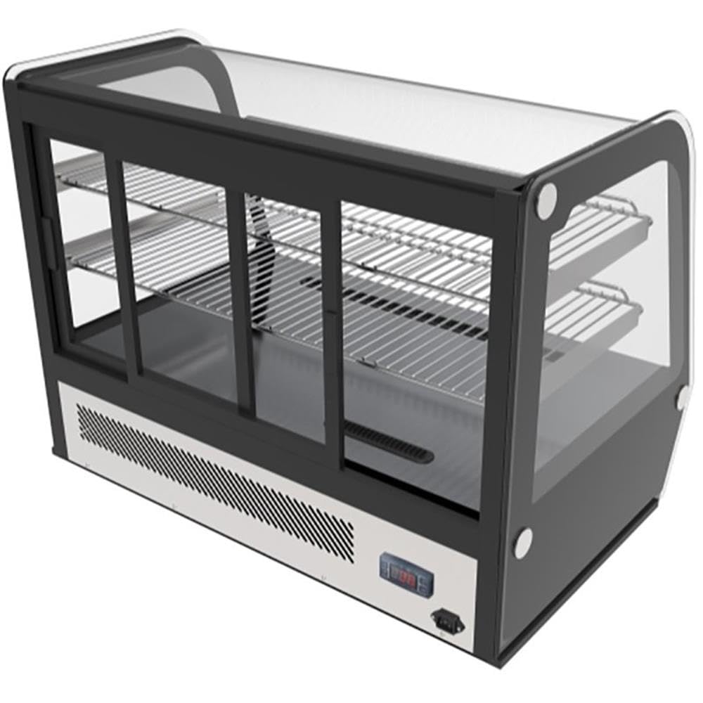 Pemberly Row 35" Stainless Steel Countertop Refrigerator Display Case In Black on Fridge.com - View 5