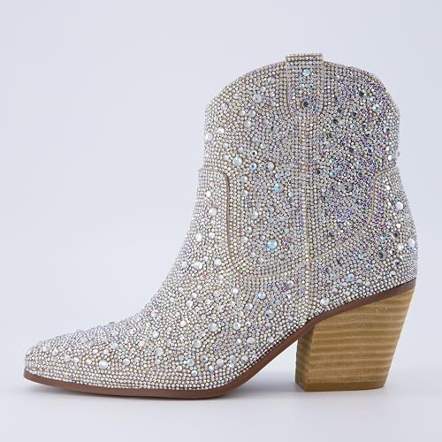 CUSHIONAIRE Women's Bravo Rhinestone Western Boots with +Memory Foam, Sparkly Cowboy Ankle Booties3