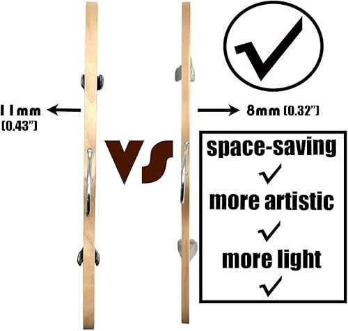 Miniatura 7 de Paquete de 30 perchas de madera natural de 14.5 pulgadas para pantalones, exhibición de ropa, faldas de madera, ganchos inferiores de metal