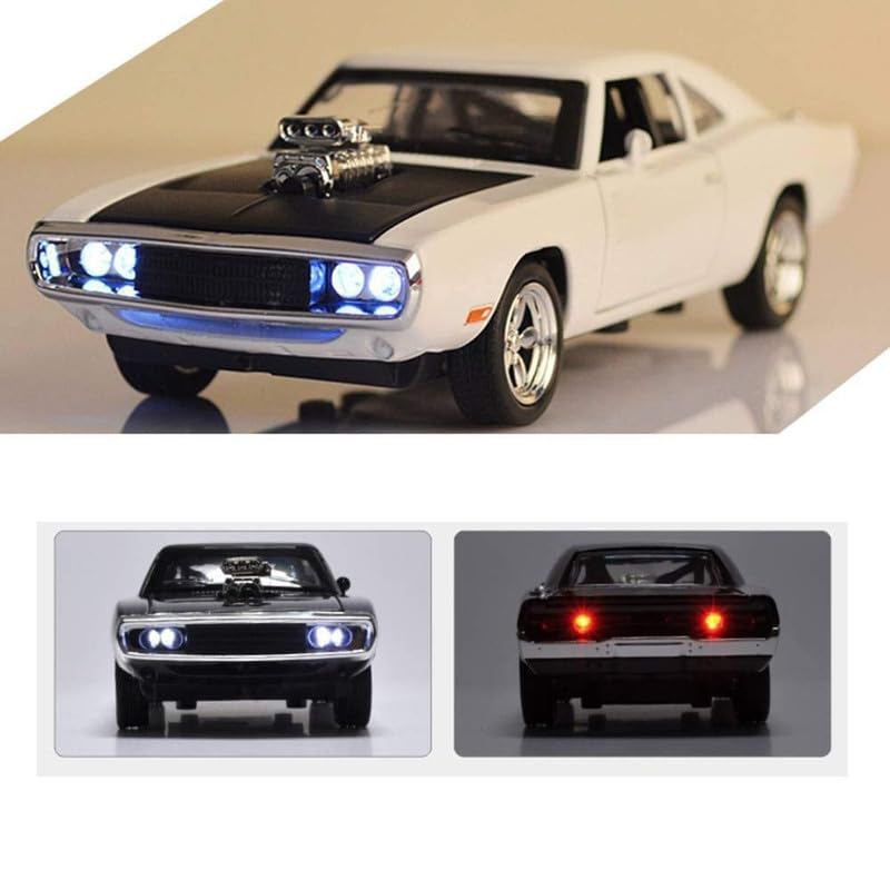Image of Kids Model 1:32 Fast & Furious 7 Die Cast Metal Car Pull Back Action Opening Doors with Realistic Engine Sound Lights Toy Car Gift for Boys - White