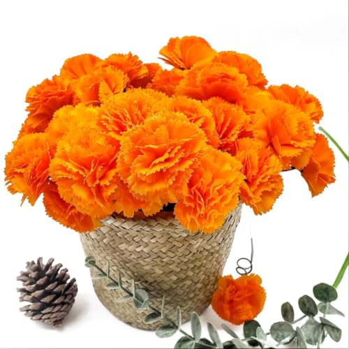 Flores artificiales de caléndula con tallos para centros de mesa estables sin marchitar 5