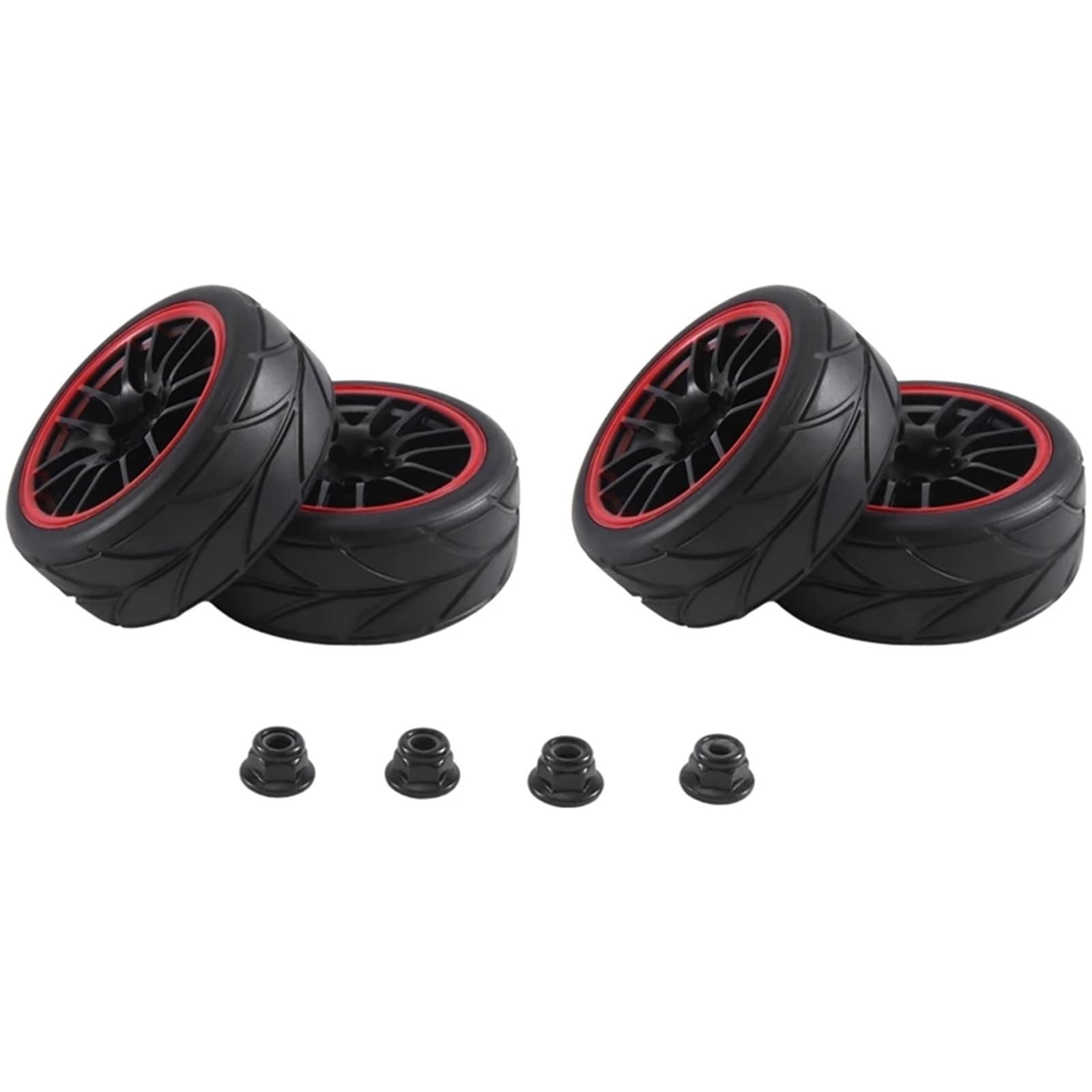 Ricambi Accessori Auto RC 1/10 RC On-Road per Auto da per Turismo, Parti di Ricambio, Accessori di Ricambio, 4 Cerchi Esagonali da 12 Mm, Pneumatici in Gomma da 2,59 Pollici