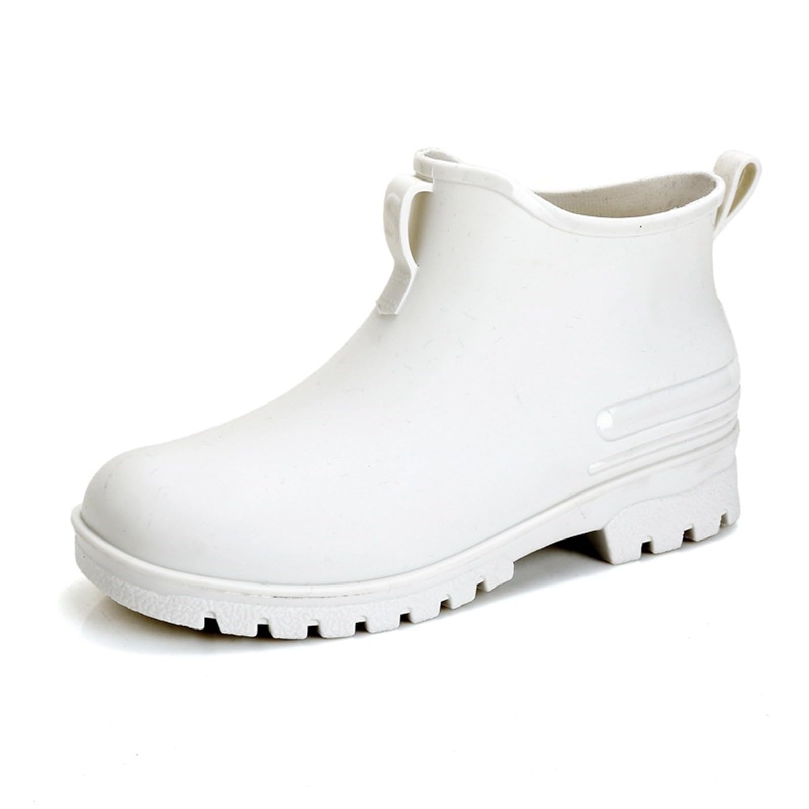 Bottes de pluie pour femme, bottines simples de couleur unie, bottes basses en caoutchouc imperméables antidérapantes, chaussures à enfiler pour les loisirs, bottes de travail en plein air, bottes de