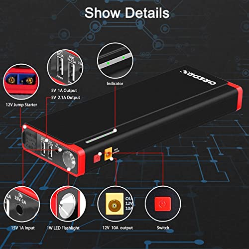 GREPRO Jump Starter 2000Amp 21000mAh, Portable Car Jump Starter with Robust Aluminum Shell Design, 12-Volt Battery Booster Jump Box for Up to 10-Liter Gasoline and 7-Liter Diesel Engines - Thumbnail 6