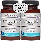L-Theanine, 100 mg, 70 Vegetarian Capsules, 2 Pack (140 Total), Stress Free, Relaxation, Focus,...