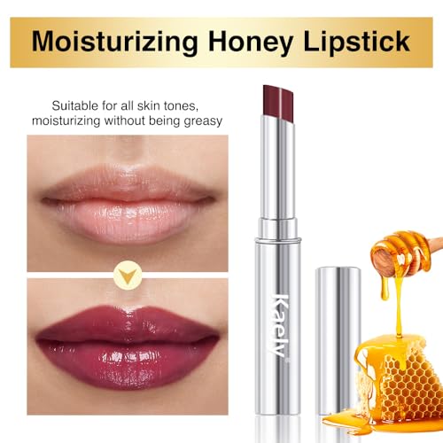 Image of evpct Plum Cherry Honey Lipstick Moisturizing Tinted Lip Balm for Old Women | Hydrating Formula Tinted Lip Oil Stick, Sheer Lightweight Softening, Shine Glowy Lipgloss Lips Color Tint Stain, Cruelty-Free