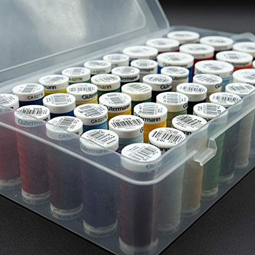Glitzerpüppi Nähfadenbox - Praktische Garnbox/Aufbewahrungsbox für bis zu 42 Spulen aus stabilem Karton oder Plastikmaterial
