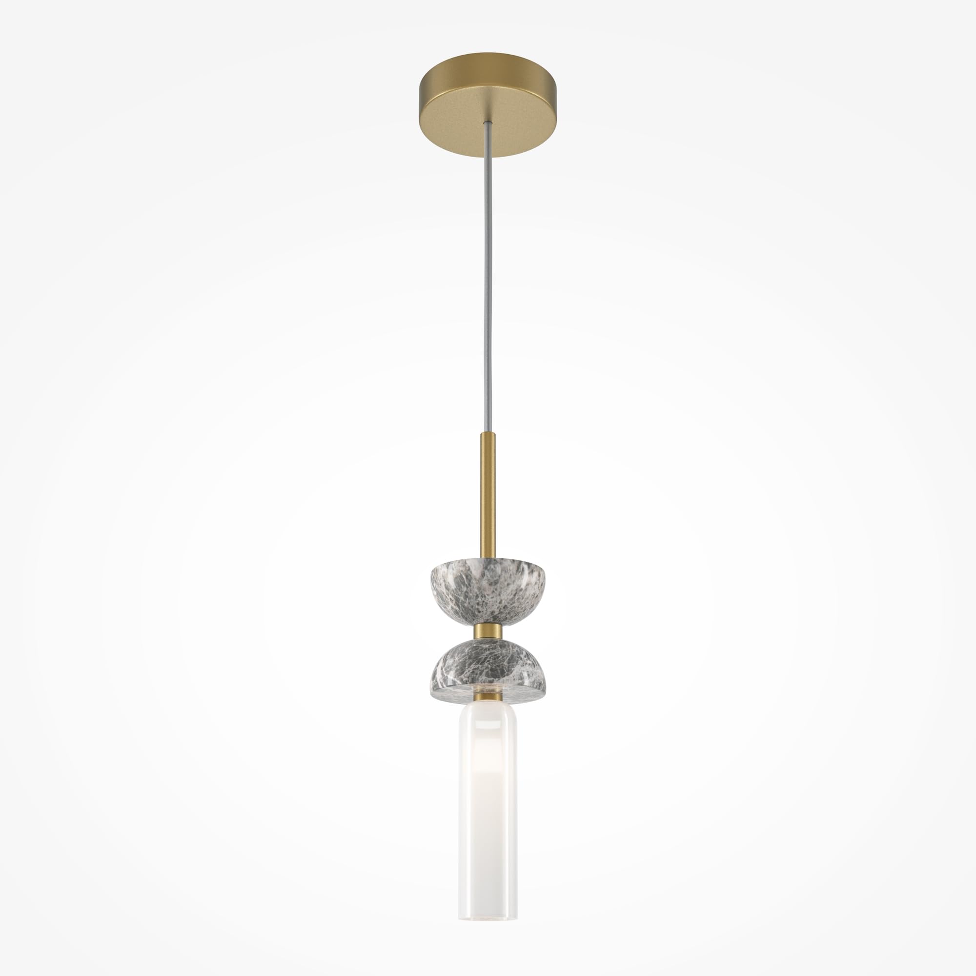 Lampada a Sospensione Kyoto in Metallo Oro e Cristallo Grigio per Soggiorno, Cucina, Camera da Letto, Sala da Pranzo, Ufficio