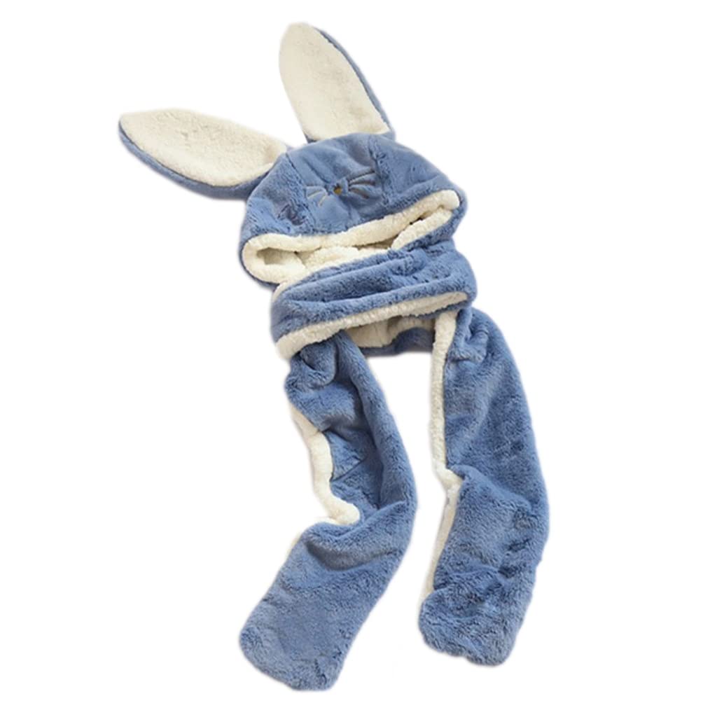 Warm Rabbit Ear Hat Plush Bunny Ears Hat Animal Hat Scarf Mitten Set Winter Windproof Cute Animal Flap Cap for Women Girls