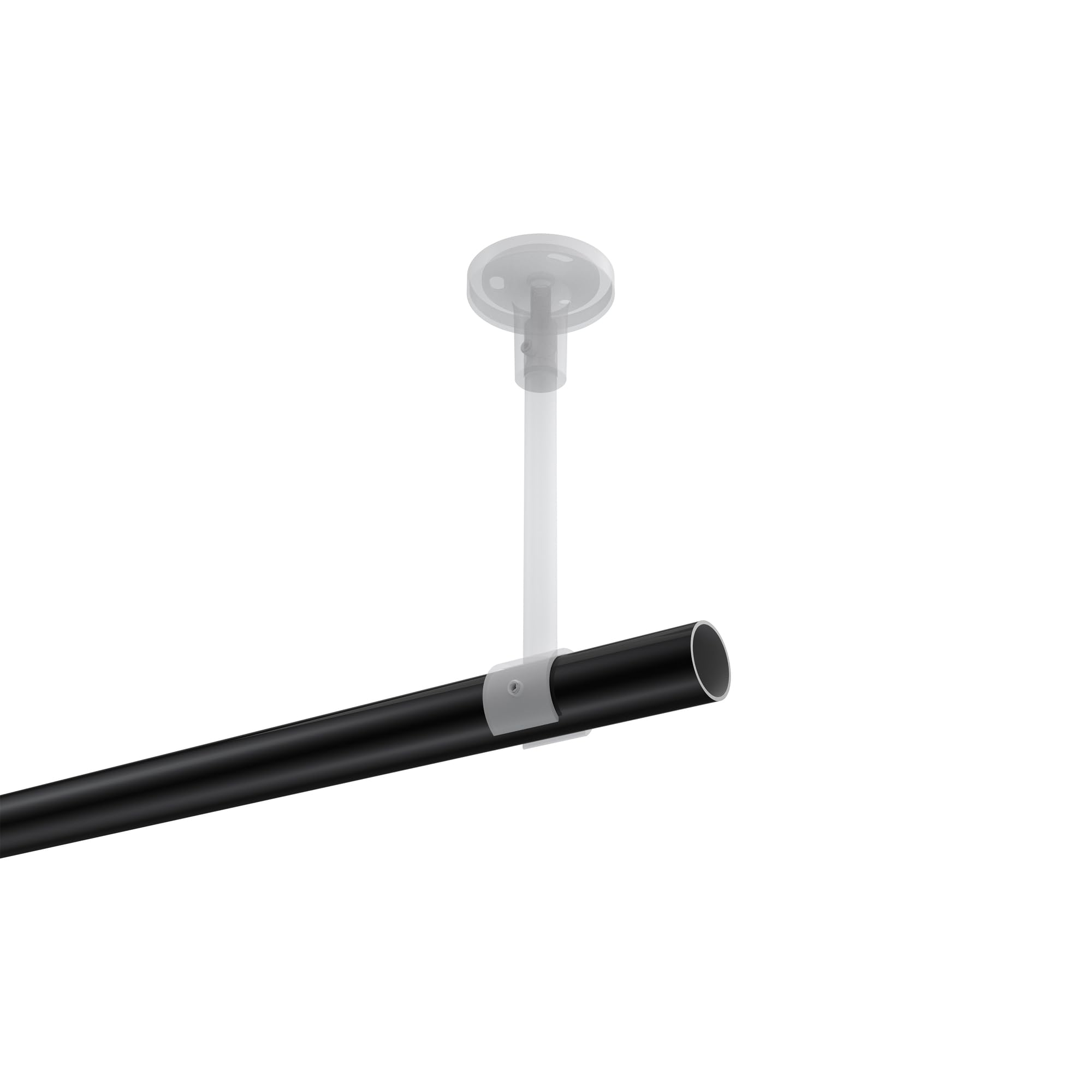 INTERDECO Gardinenstange 20 mm 1-läufig Schwarz 180 cm | aus Metall, für Deckenmontage, Endstück Elanto (Rillenzylinder), ohne Ringe, kürzbar, Traglast bis 6 kg, Modern
