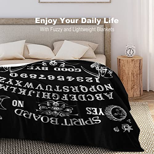 Vintage Skeleton Magic Ouija Spirit Board Black Flannel Fleece Throw Blankets 50"X40" Fluffy Winter Fall Blanket Cozy Soft Fuzzy Plush Home Decor For Couch Bed Sofa Bedroom Living Room Travel #TOP4