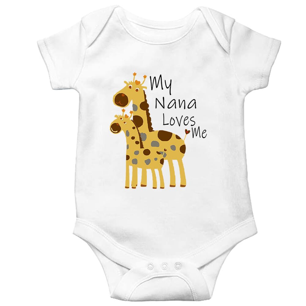 tiansiaben My Nana Loves Me White Short Sleeve Baby Bodysuits Outfits Infant Clothes Romper 0-3 Months