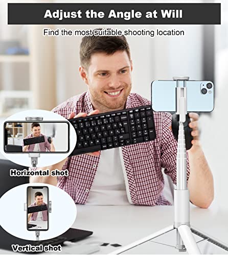 Toneof Tripod, Cell Phone Selfie Stick, 60 Inch All-In-1 Stand With Integrated Wireless Remote, Lightweight And Portable, Extendable Tripod For 4-7 Inch Iphone And Android White #TOP6