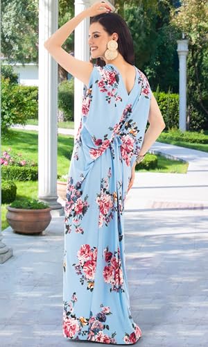 Image of KOH KOH Womens Long V-Neck Grecian Goddess Wedding Guest Maxi Dress Gown