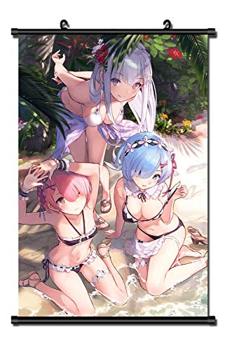 MXDZA Japanese Anime Re - Zero kara Hajimeru Isekai Seikatsu Fabric Painting Anime Home Decor Wall Scroll Posters for decorative 40x60CM