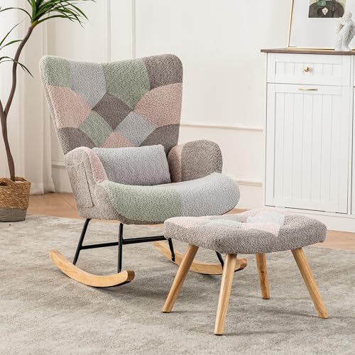 BTM Fauteuil a Bascule avec Repose Pied, Rocking Chair with Foot Rest Réglable