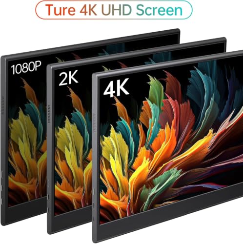 Image of WGK 15.6 inch Portable Monitor 4K UHD 100%sRGB Travel Display HDMI /USB-C Compatible with Laptops, Desktops, Phones, PS, Mac, Xbox, Switch, and Other Gaming Devices Kickstand & Speakers VESA Mountable