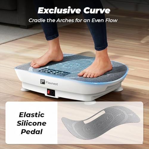 Image of Flexnest 3D Vibration Plate Exercise Machine for Weight Loss & Toning, Whole Body Vibration Platform Massager with Remote, 10 Modes, 150kg Max Load, Home Gym Fitness Machine for Calorie Burn (White)