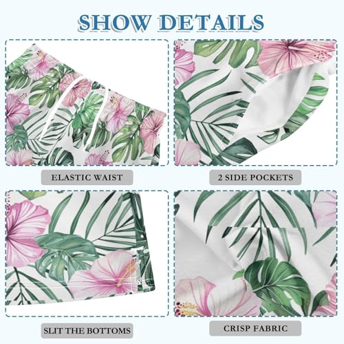 senya Boys Athletic Short Watercolor Pink Hibiscus Flowers Soft Pants Summer Shorts Bottoms with Pocket2