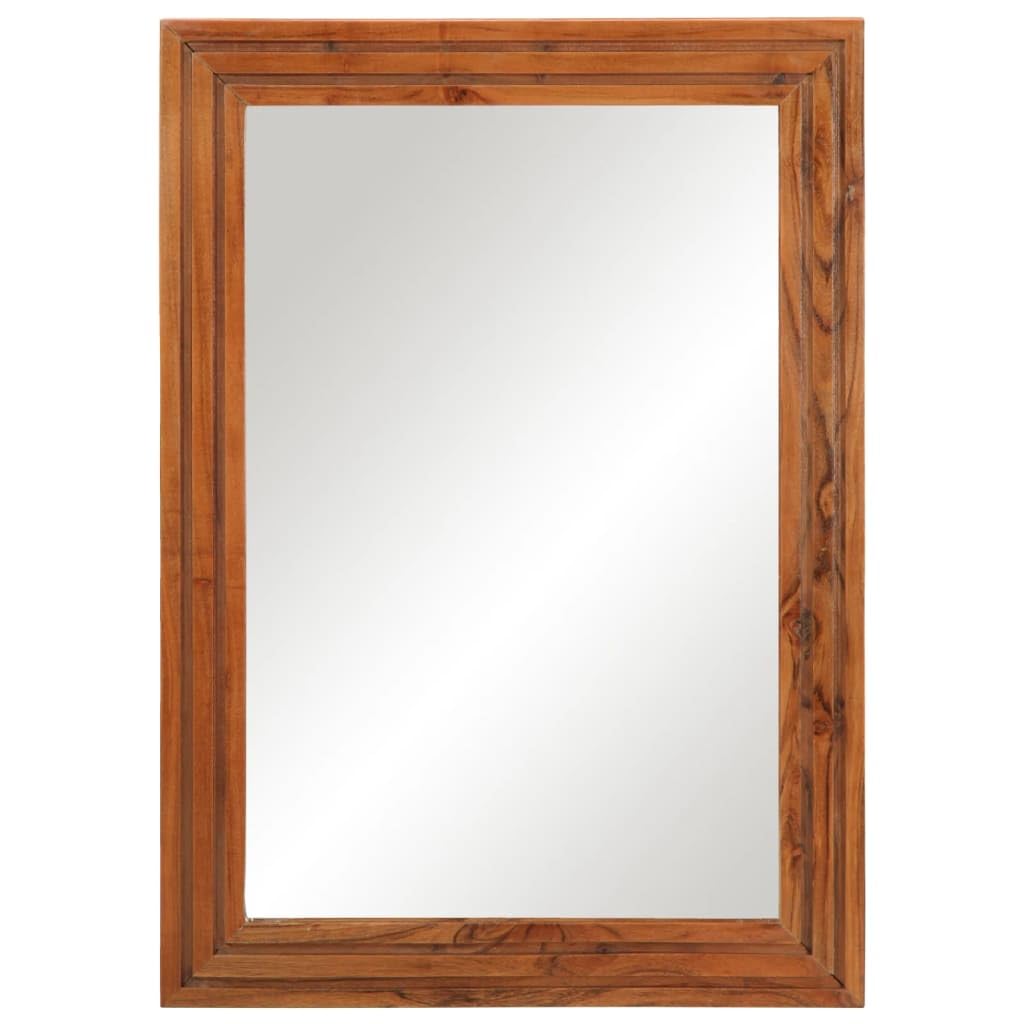 KKgypkn Bathroom Mirror Solid Wood Acacia Mirror Solid Acacia Furniture with Clear Glass for Wall Mounting