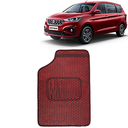 Image of Kingsway Dotted Design Car Floor Foot Mats Universal Fit for Maruti Suzuki Ertiga, Model Year : 2022 Onwards, Water and Dustproof, Color Red, Set of 5 Pieces
