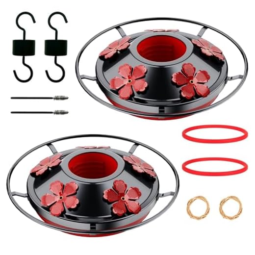 2 Pack Hummingbird Feeder Base Replacement Part Accessories Set - Includes 2 Pcs Bottom Base, Moat Hooks, Seal Rings, Brushes and Hanging Ropes (2, Black)