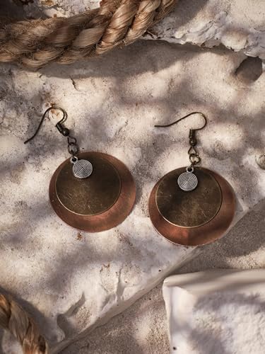 MINACHI Bohemian Antique Layered Circular Disc Dangle Drop Earrings, Boho Jewelry Gift for Women4