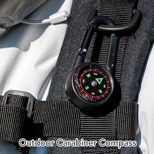 Brújula con termómetro y mosquetón para camping miniatura 5